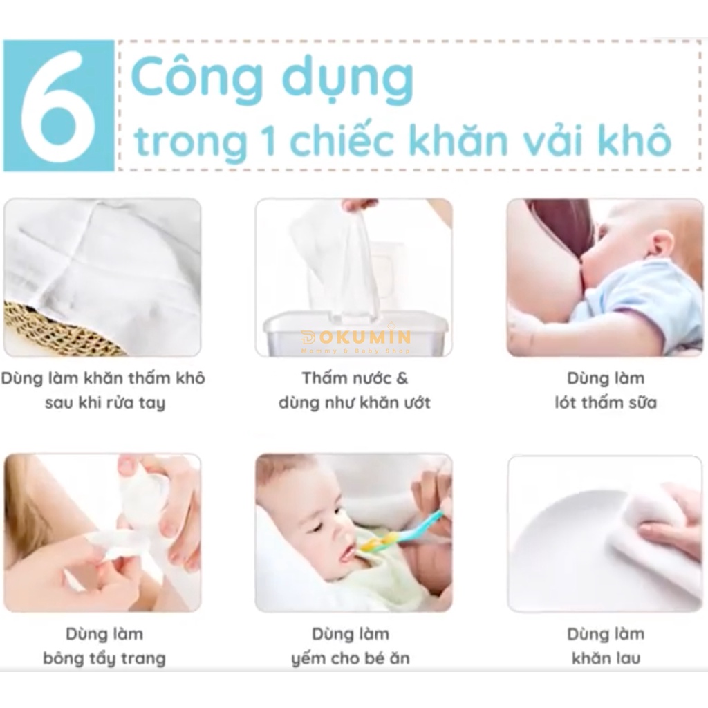 Khăn giấy khô đa năng cho bé Baby Hiền Trang thấm hút tốt lau mặt tiện dụng mini DOKUMIN KTBH1513