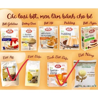 Bột hữu cơ làm bánh cho bé/ bột mì, bắp, năng, gelatin, pudding, nếp, nở, men nở, đường