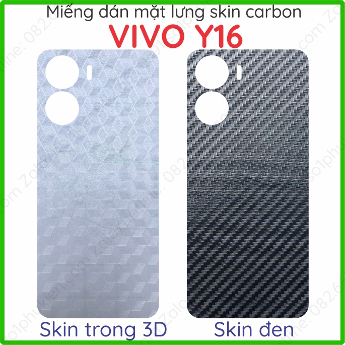 Miếng dán mặt lưng skin carbon Vivo Y16 / Y02s / Y01