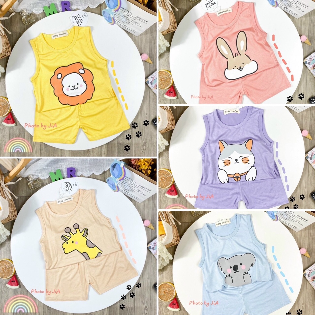 Đồ bộ ba lỗ thun lạnh Minky Mom cho bé.