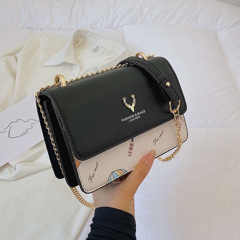 Túi Đeo Vai Hình Vuông Cỡ Nhỏ Màu Sắc Tương Phản Thời Trang Cho Nữ