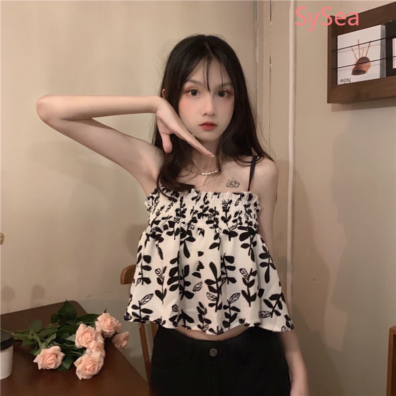 Áo hai dây họa tiết hoa thời trang mùa hè sành điệu cho nữ