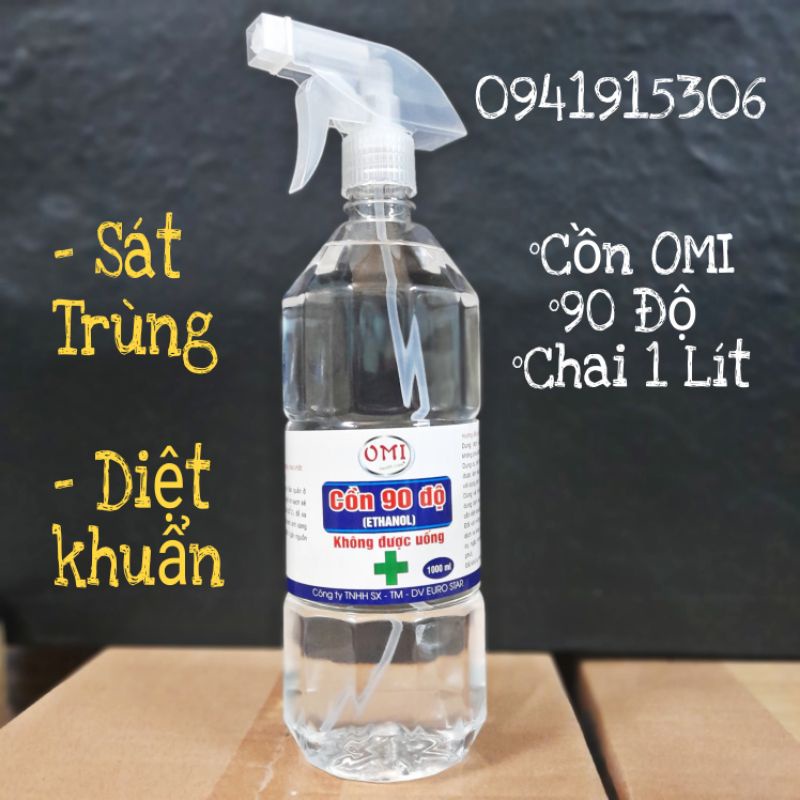 Cồn 70 độ, cồn 90 độ dung dịch sát khuẩn khử trùng - Chai có vòi xịt 1000ml