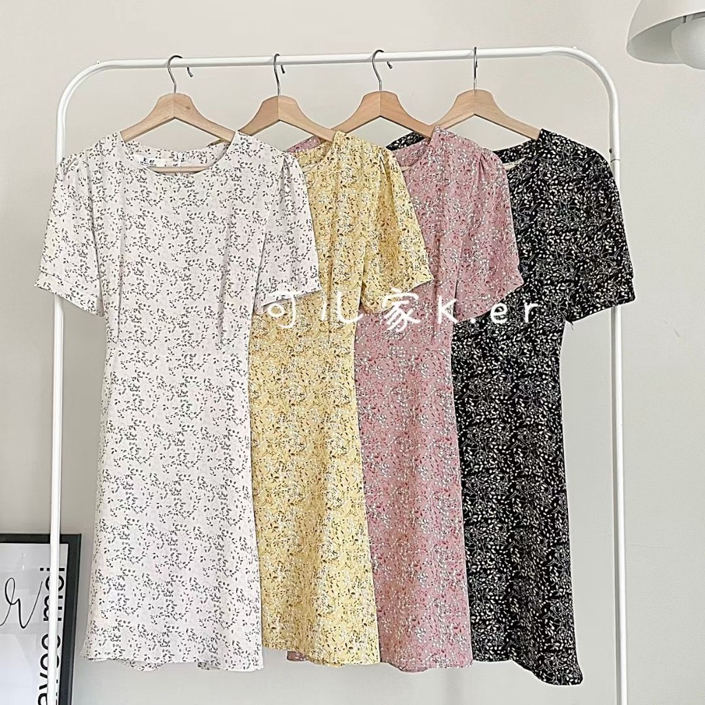 Váy hoa nhí cổ tròn basic dáng ngắn tay Ker new Ulzzang style 🌹 Hàng Quảng Châu