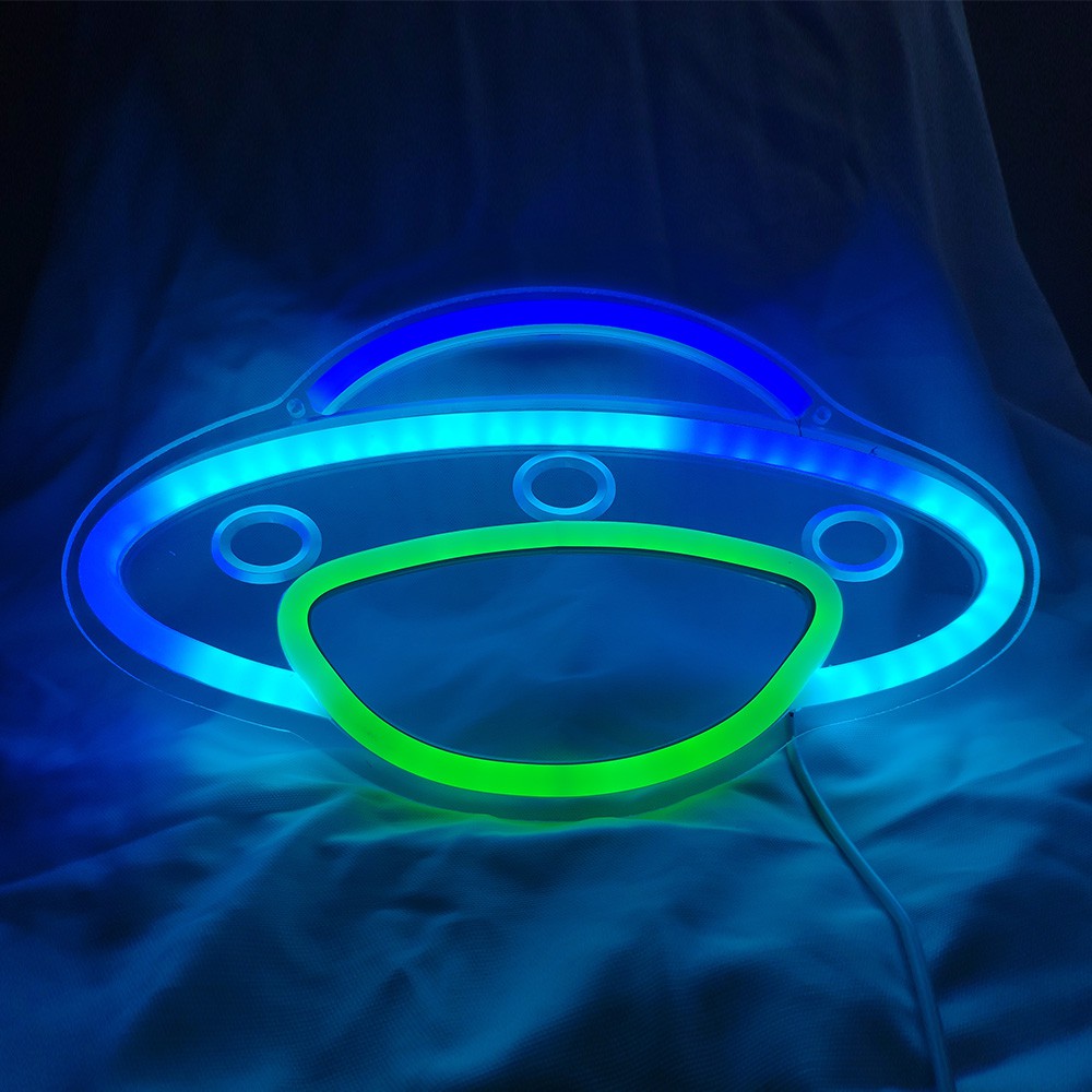 Vui nhộn! Ufo Đèn LED neon có thể thay đổi màu sắc điều khiển Bluetooth trang trí phòng ngủ/quán bar/nội thất nhà/các sinh nhật