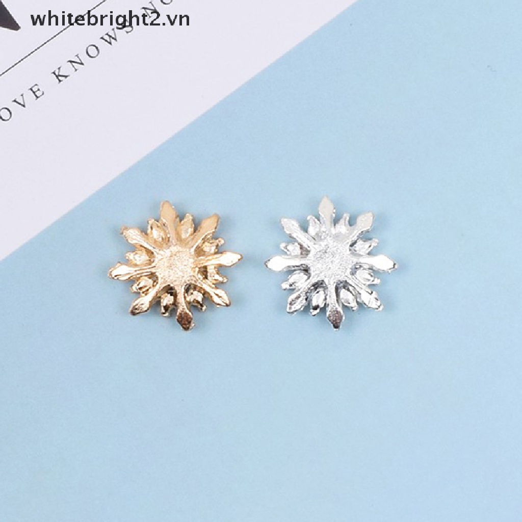 10 Nút kim loại hình bông tuyết đính đá trang trí xinh xắn