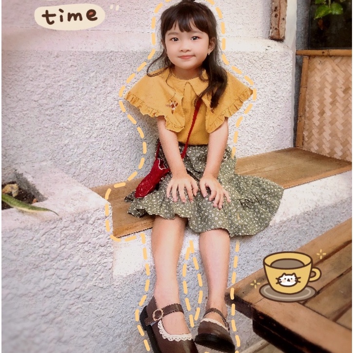 Set váy bé gái áo bèo chân váy hoa dễ thương MINTSCLOSET Mint's Closet tay ngắn 2 3 4 5 6 tuổi - GS1068