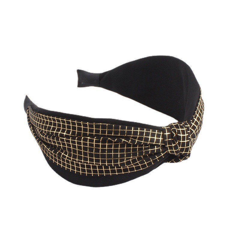 Băng Đô Hai Lớp Thắt Nút Họa Tiết Kẻ Sọc Màu Đồng Cao Cấp Thời Trang Xuân Hè Cho Nữ