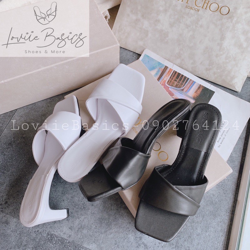 LOVIIEBASICS - DÉP CAO GÓT 5P ĐẾ VUÔNG QUAI NGANG - DÉP GUỐC NỮ 5CM QUAI NGANG - DÉP GUỐC NỮ GÓT VUÔNG 5CM D200802