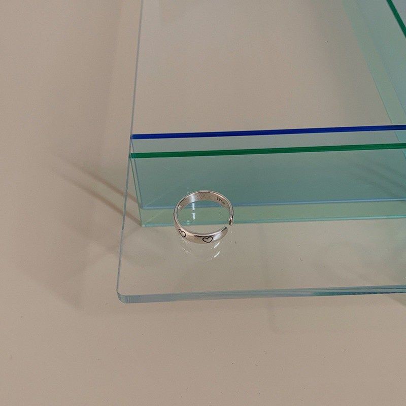 Nhẫn Hình Trái Tim Đơn Giản Phong Cách Hip Hop Hàn Quốc Có Thể Điều Chỉnh