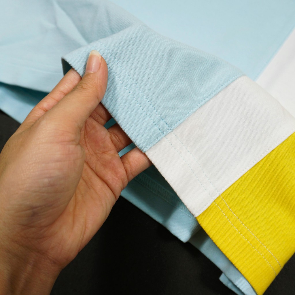 [100% Cotton] Áo Polo nam phối chéo vải cá sấu Cotton Xanh vàng  / Mã Áo: P01-ROSI | BigBuy360 - bigbuy360.vn