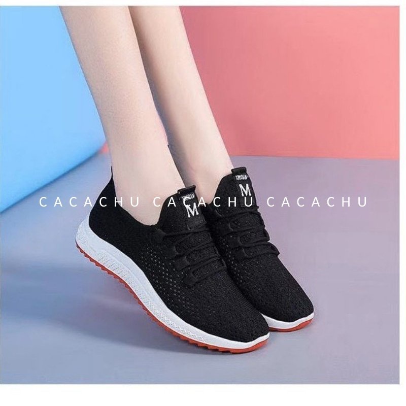 Giày thể thao nữ sneaker đẹp hot trend 2021 chữ M chạy bộ tập gym CACACHU G004, đế siêu êm vải lưới thoáng khí giá rẻ