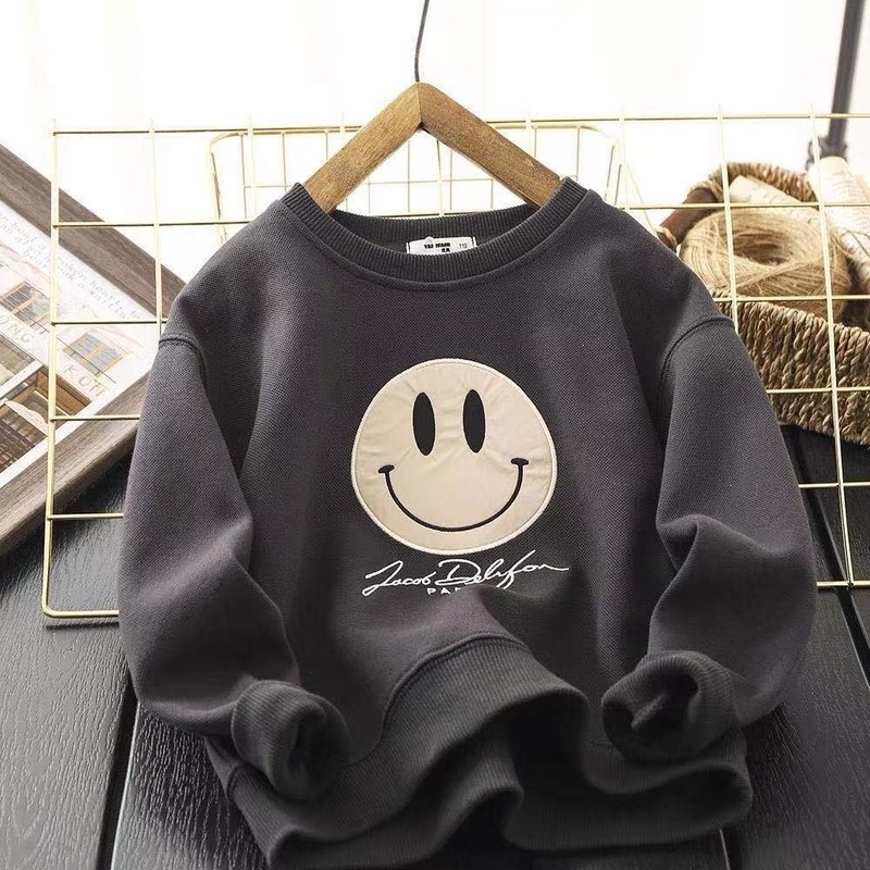 Áo Sweater chui đầu in hình mặt cười thời trang cho bé trai