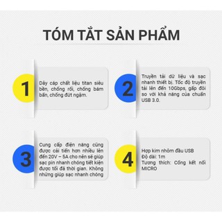 CÁP SẠC MICRO USB TITAN CM23