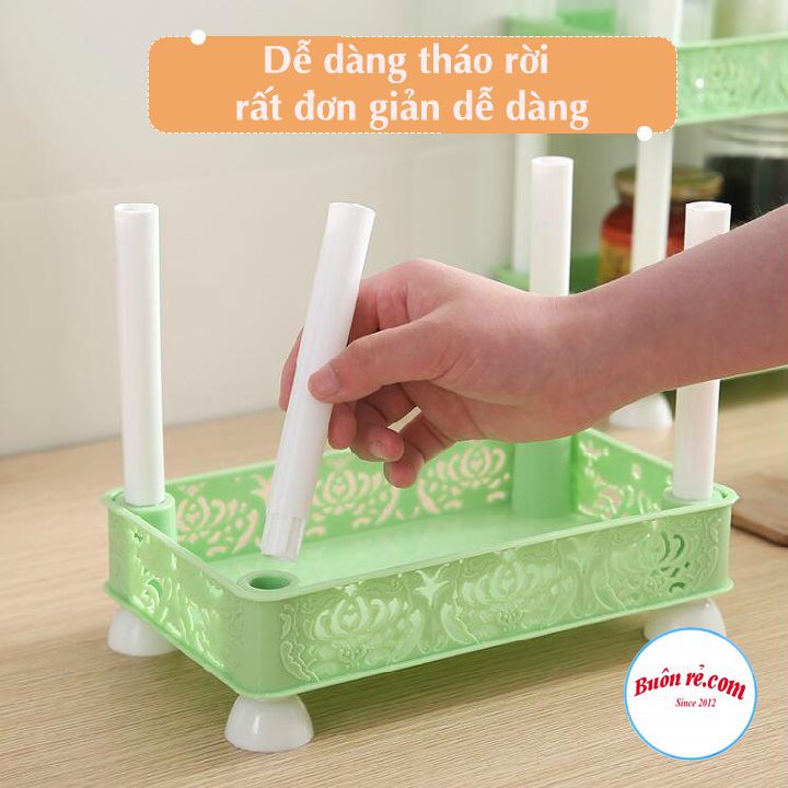 Kệ chữ nhật hoa 2 tầng, 3 tầng nhựa Việt Nhật  đa năng, kệ phòng tắm, nhà bếp đựng gia vị, chén bát -br01247