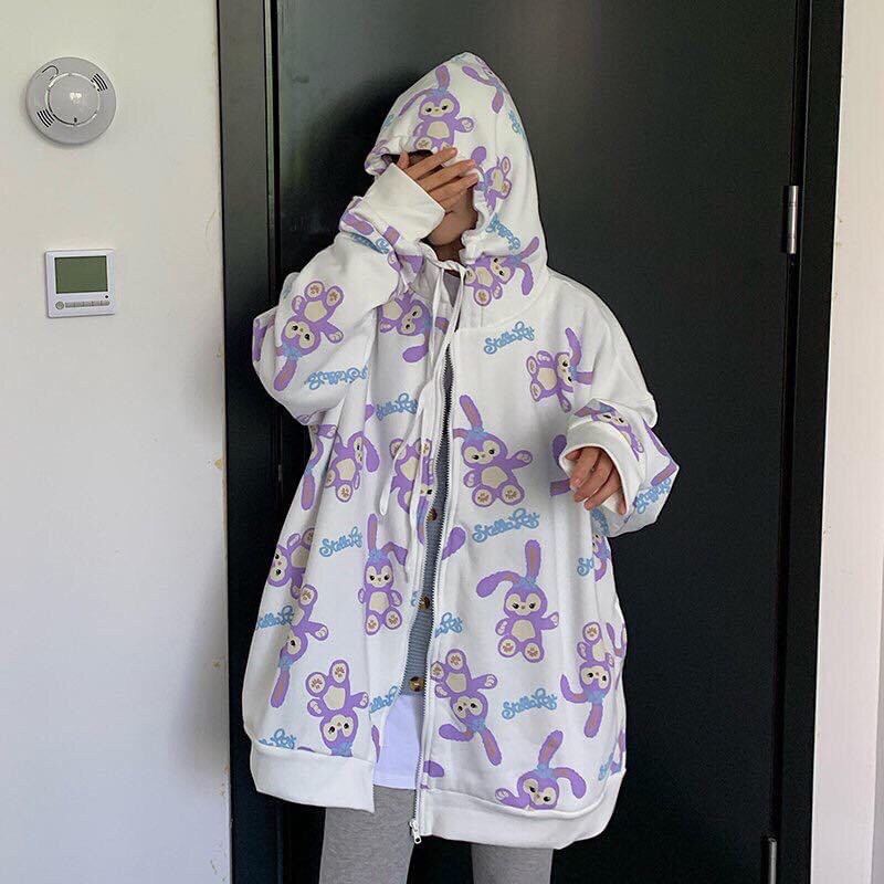 Áo Hoodie Zip Thỏ Cute Ảnh Thật 100%