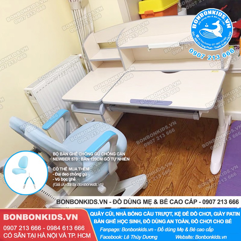 Bộ bàn ghế học sinh chống gù chống cận Newber G570 cao cấp (120cm Gỗ tự nhiên) | BigBuy360 - bigbuy360.vn