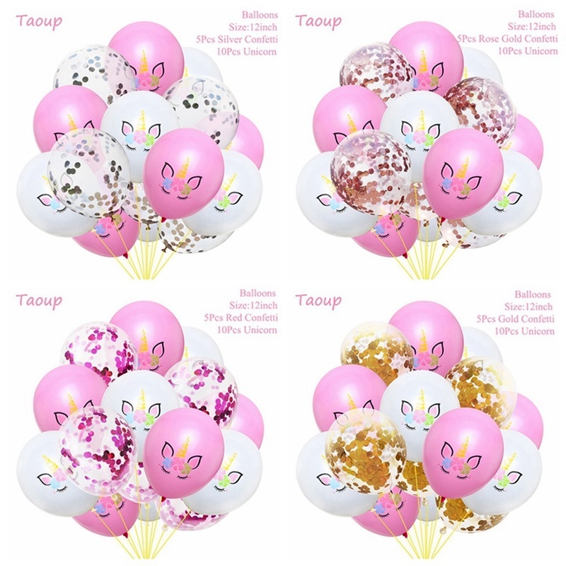 Bộ 10 Bong Bóng Latex 12 Inch Họa Tiết Kỳ Lân Dễ Thương Dùng Trang Trí Tiệc Sinh Nhật