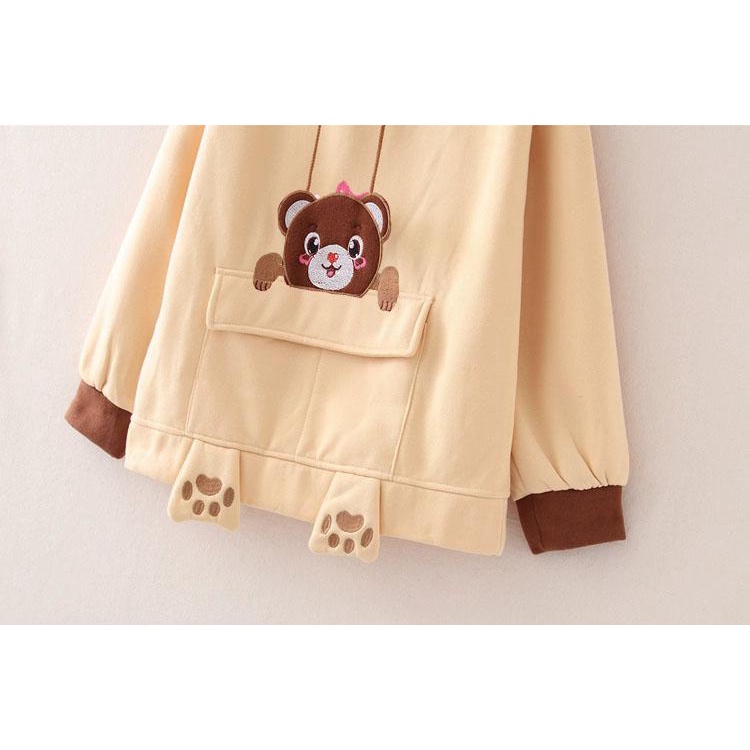 Áo Khoác, Áo Khoác HOODIE Unisex Nam Nữ Chú Gấu Nâu Siêu Cute TP [NewUnisex]