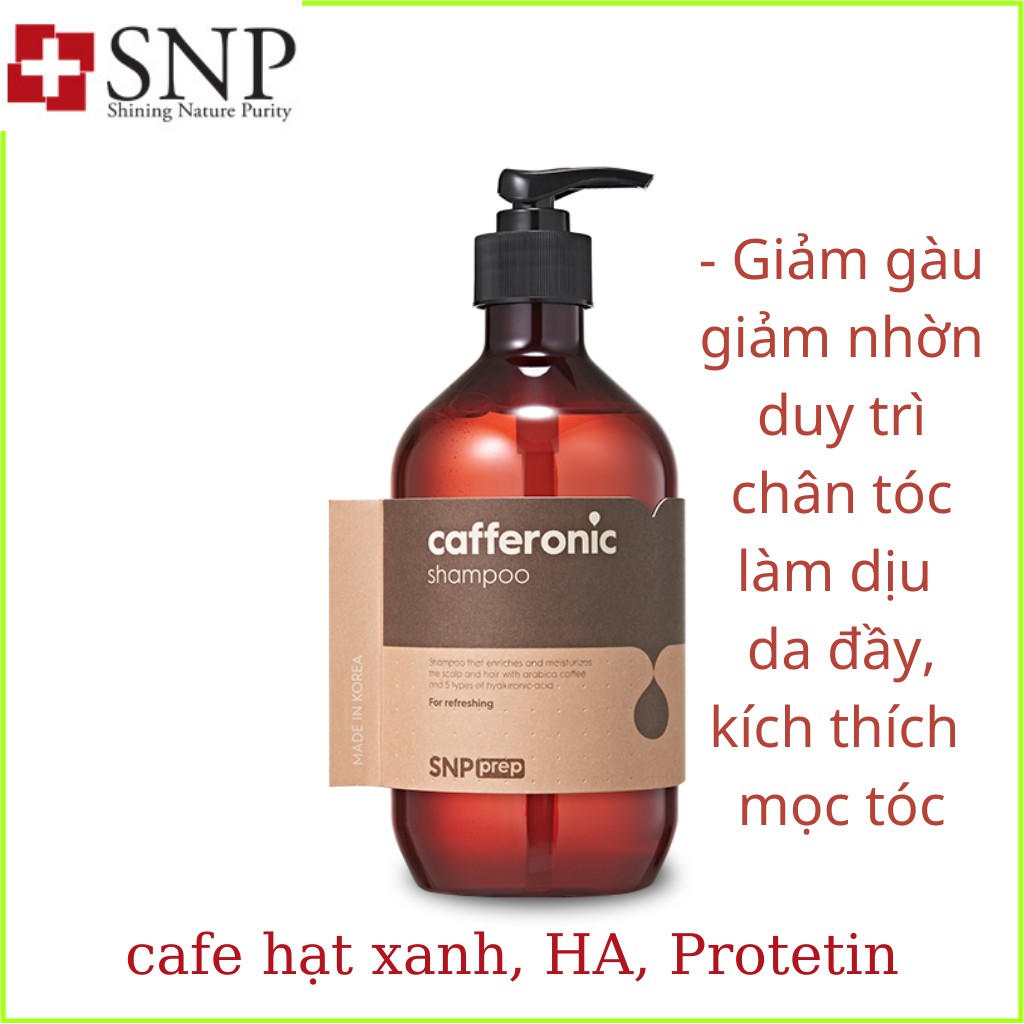 Dầu Gội Dưỡng Da Đầu Kích Thích Mọc Tóc SNP Prep Cafferonic Shampoo Cung Cấp Dưỡng Chất Cho Tóc Khoẻ Mềm Mượt