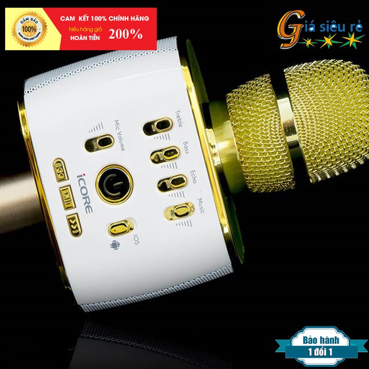 ( Nhập mã TECHNEW01  Giảm 50% ) Micro Karaoke kèm loa Bluetooth và SDP iCore M9 Mẩu mới 2021