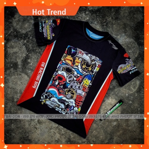 Áo thun xe máy nam VN Racing Boy Chibi - Áo thun T-shirt Racing 3D đua xe cao cấp