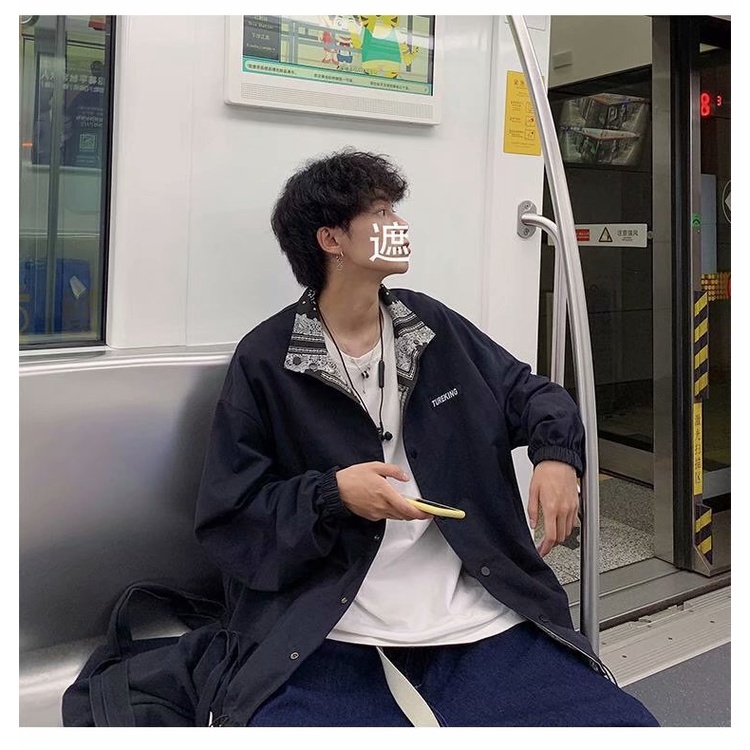 Áo khoác bóng chày dáng rộng thời trang cá tính cho nam