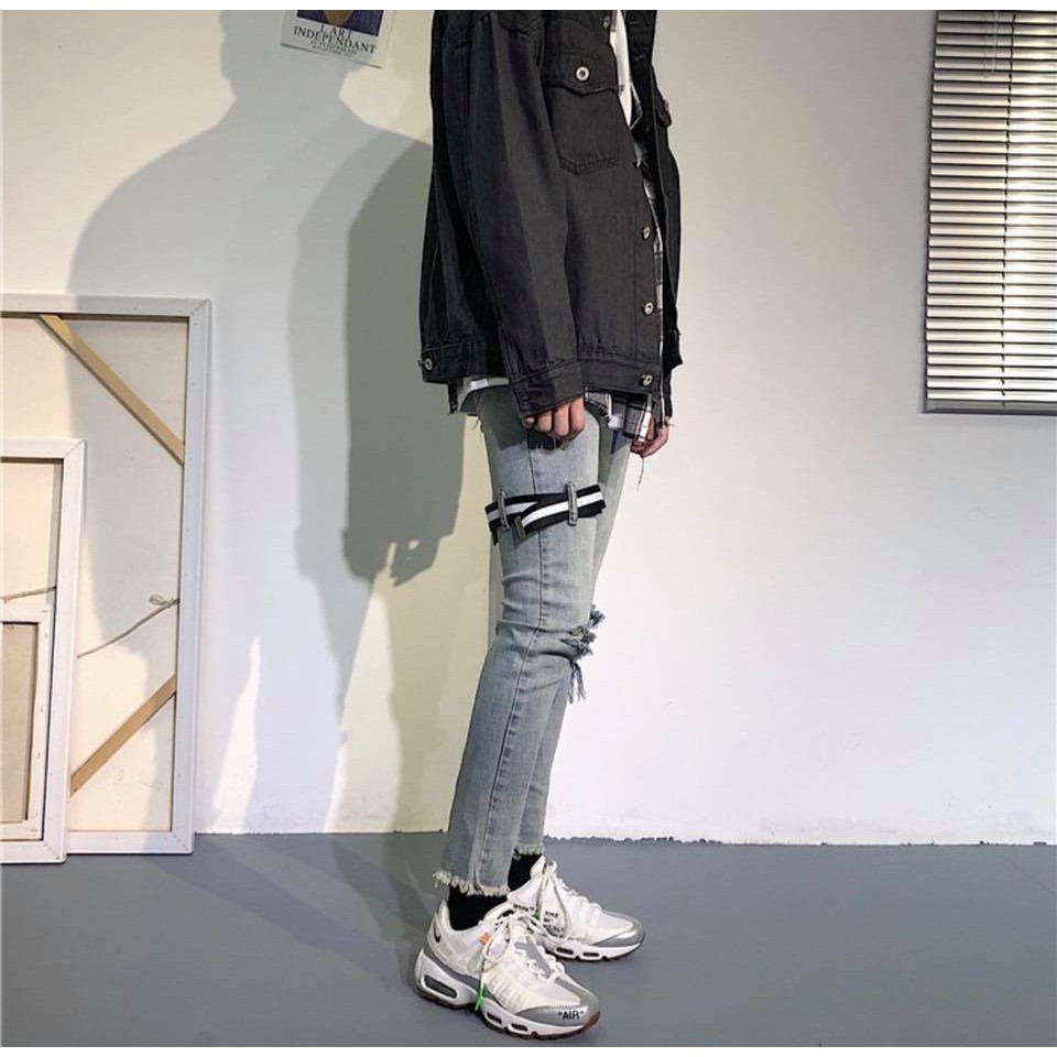 Quần Jean Skinny Rách Gối Bụi Bặm Chất Dày Dặn Co Giãn | BigBuy360 - bigbuy360.vn