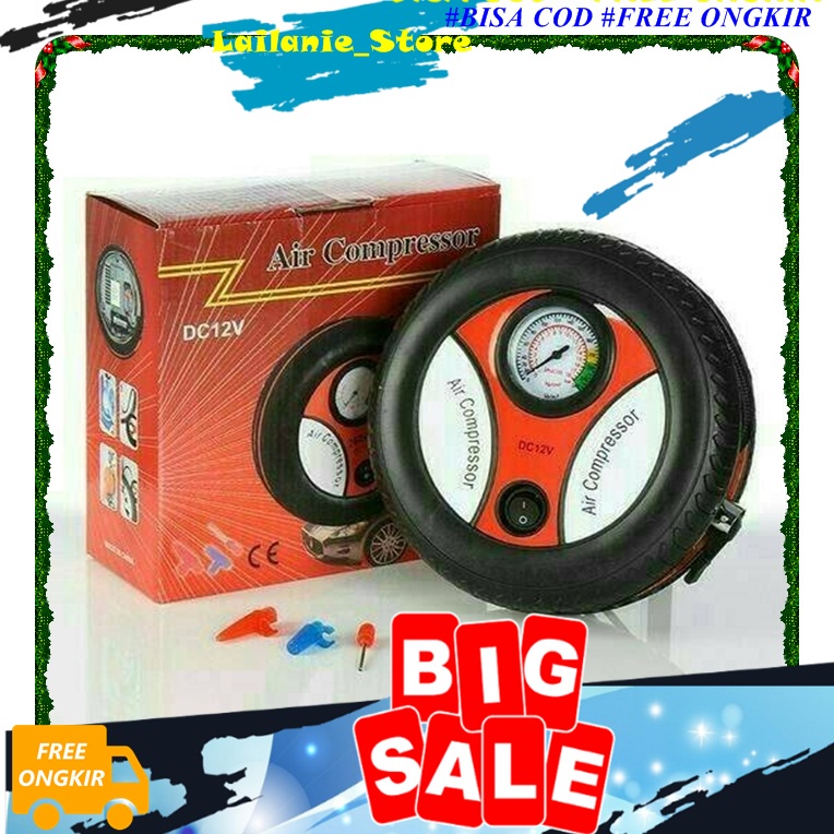 Máy Bơm Hơi Nén Khí Mini Cho Bánh Xe Máy/Xe Hơi