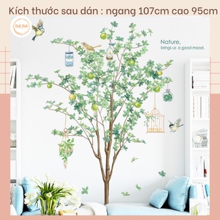 Decal dán tường cây xanh A89 phong cách Bắc Âu