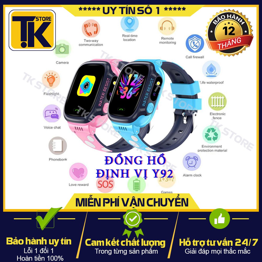 ☢Đồng Hồ Thông Minh Trẻ Em Y92 Chống Nước Có Tiếng Việt - Wifi LẮP SIM ĐỊNH VỊ BẢO HÀNH ĐỔI MỚI