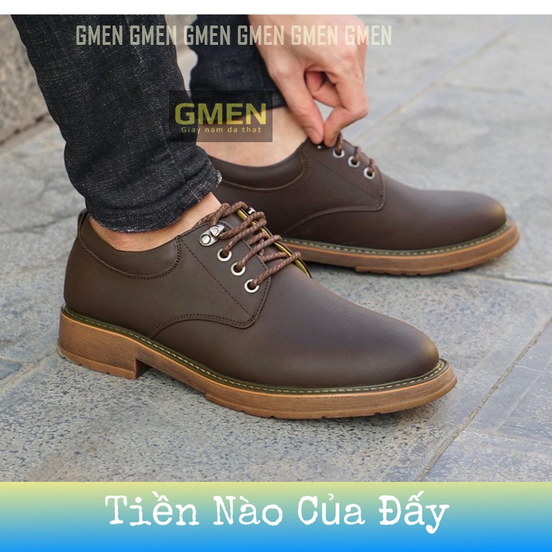 Giày da nam buộc dây cao cấp phong cách trẻ trung bảo hành 1 năm GM555