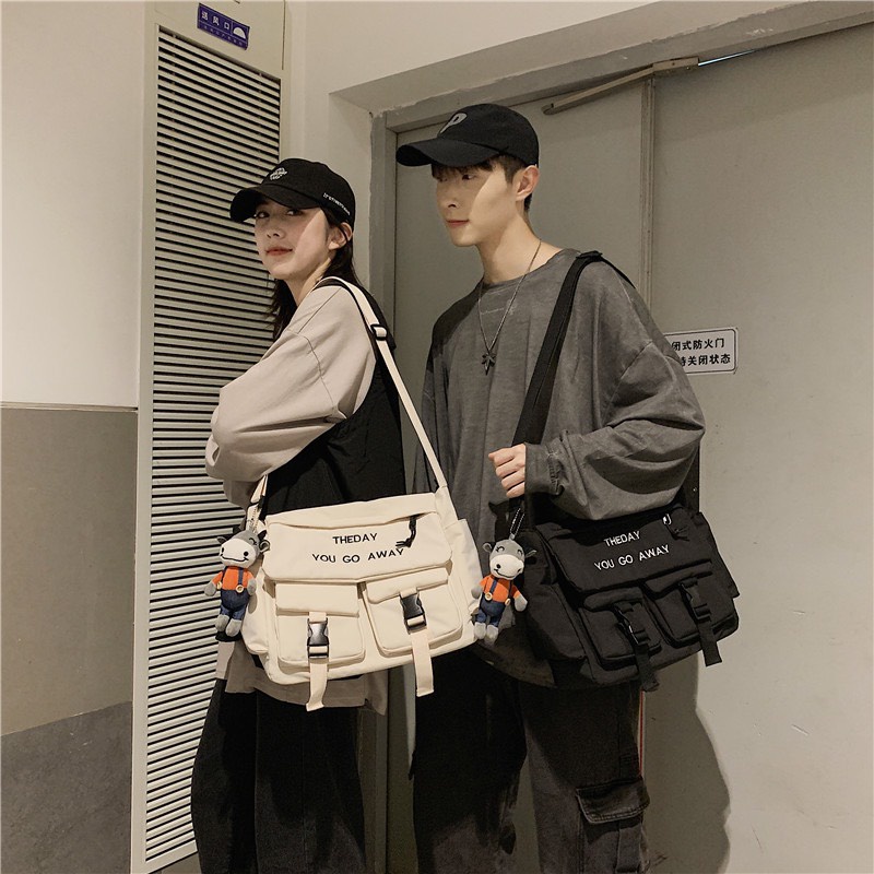 Túi Đeo Chéo TheDay You Go Away Nam Nữ Unisex Đi Học Ulzzang Thời Trang Vải dù Chống Nước Phong Cách Hàn Quốc