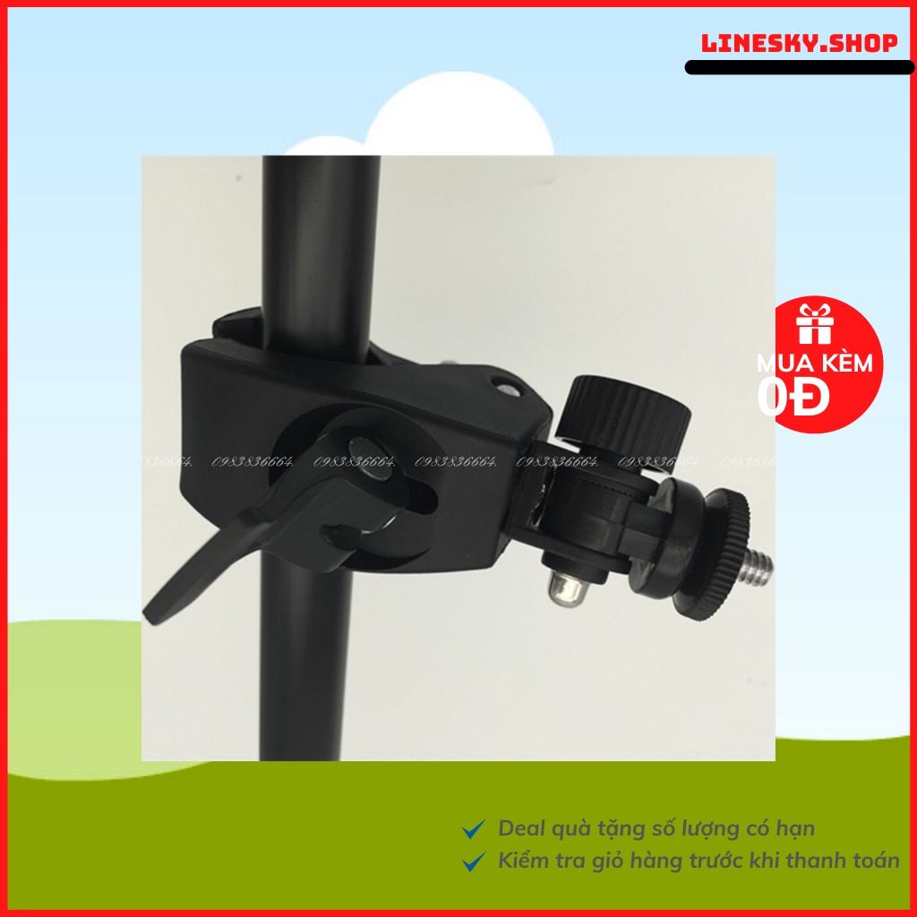 Kẹp điện thoại gắn vào tripod, chân đèn live hỗ trợ livestream, quay phim nhiều máy cùng lúc