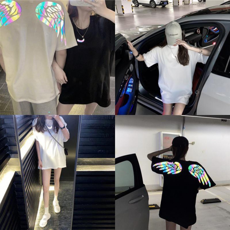 🌸Siêu Rẻ 💯  Áo thun tay lỡ cánh thiên thần phản quang (unisex) oversize CHẤT ĐẸP CÓ FREESHIP | BigBuy360 - bigbuy360.vn