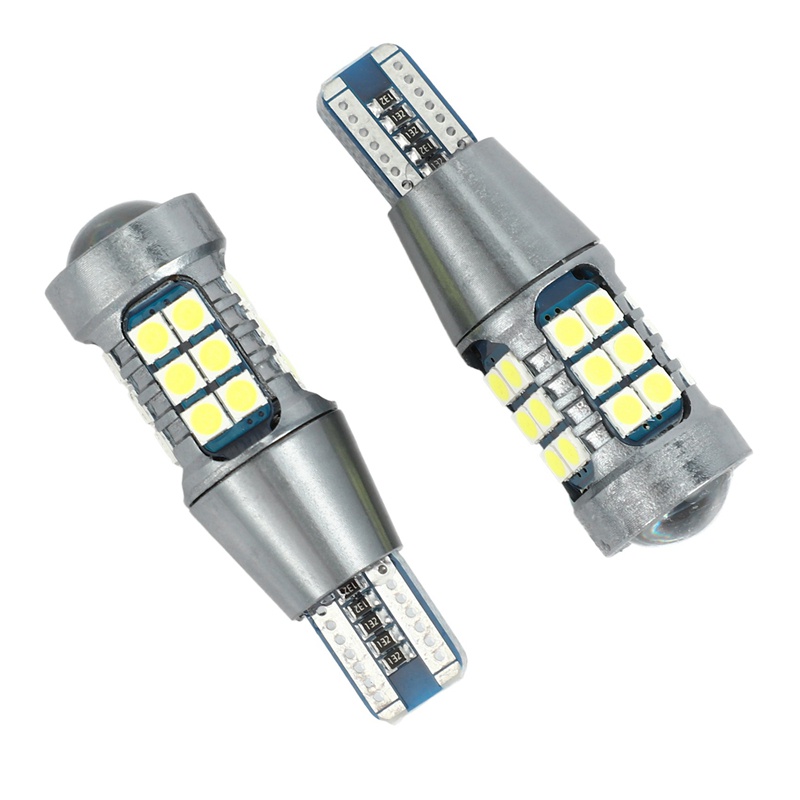 Bộ 2 Đèn Led Tín Hiệu 3030 27Smd T15 Ánh Sáng Trắng / Đen Chất Lượng Cao Cho Xe Hơi