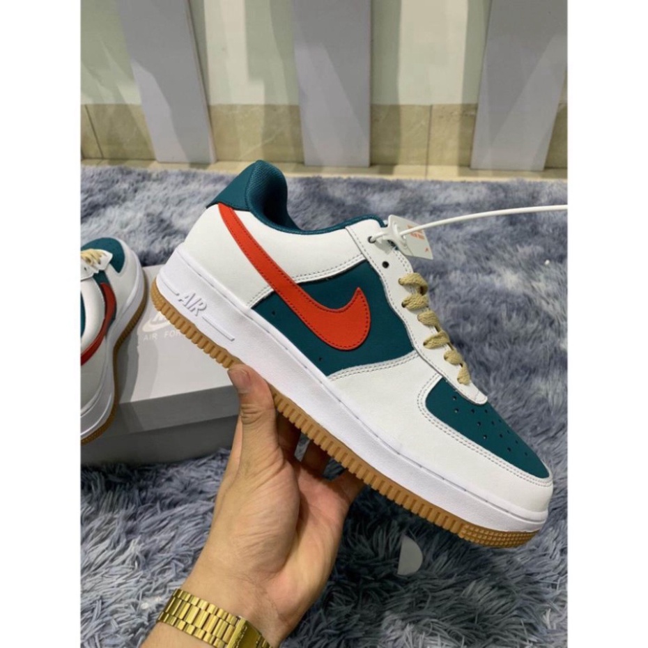 Giày Sneaker nam nữ cao cấp full bill box, giày thể thao Jordan AF1 cổ thấp da lộn màu xanh đỏ đế cao, form đẹp M11