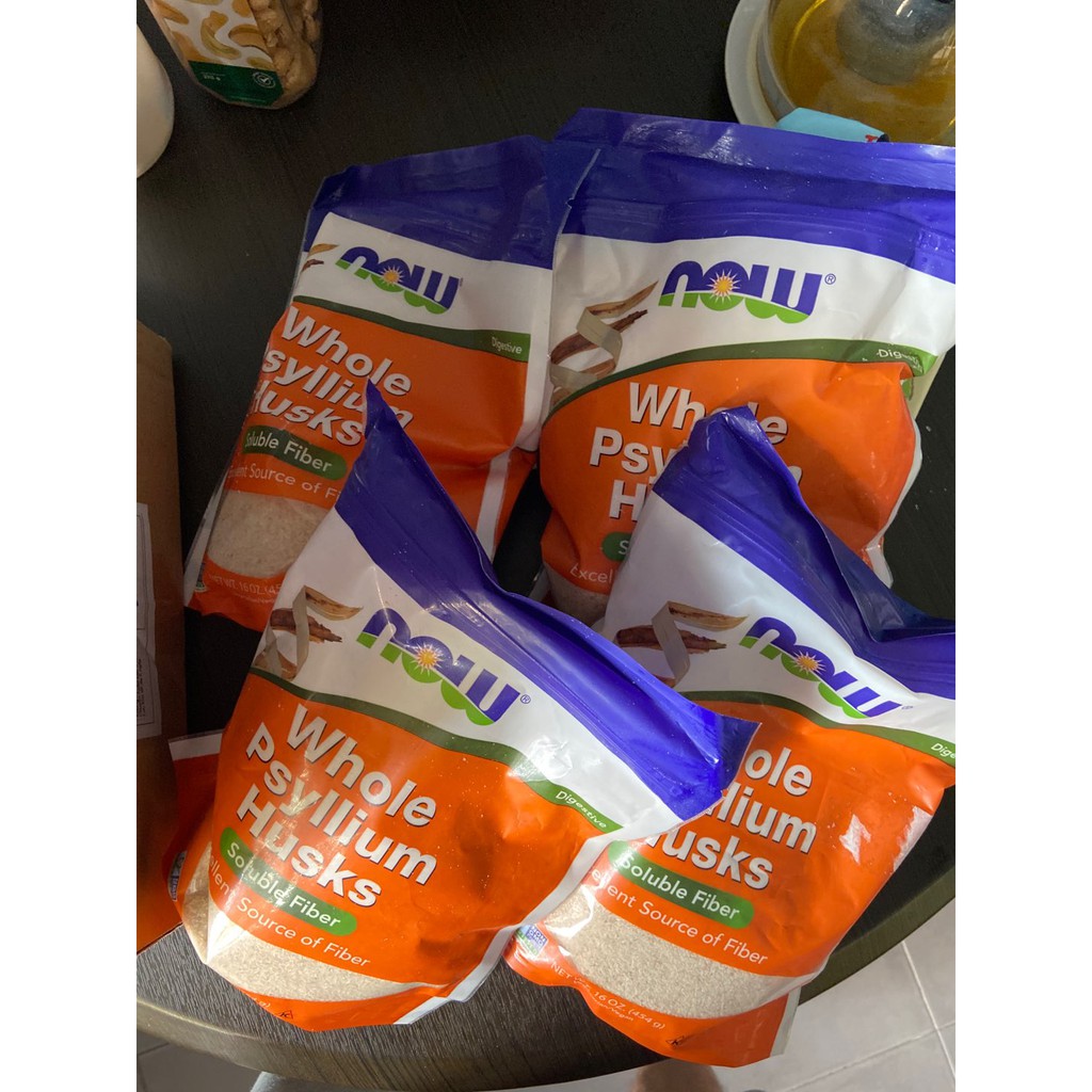(hàng Mỹ) Bột Vỏ Cây Mã Đề [ Chất Xơ Tự Nhiên ] Psyllium Husk Now Foods (Làm bánh Keto/LowCarb) nguyên gói 454g