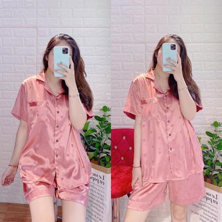 [HÀNG CAO CẤP 1 ĐỔI 1] - Set Pijama Lụa Tim Gấm Hồng Cao Cấp - N401