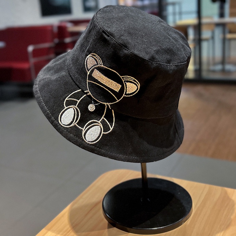 Nón Tai Bèo Thêu Họa Tiết Gấu Hoạt Hình Dễ Thương Thời Trang Cắm Trại / Leo Núi