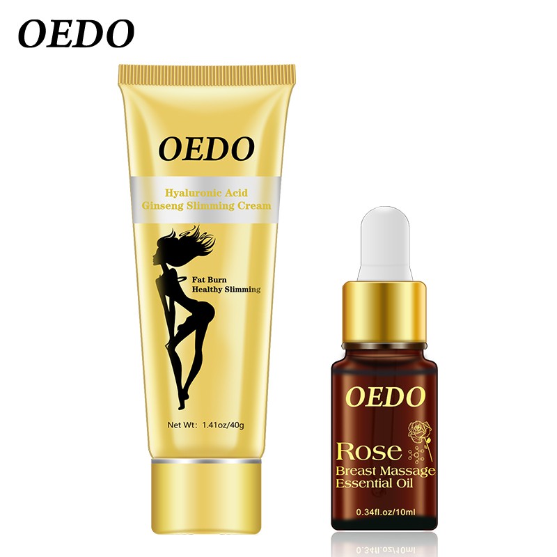 OEDO Bộ sản phẩm gồm kem giảm béo chiết xuất nhân sâm và axit hyaluronic đốt cháy mỡ thừa + tinh dầu mát xa làm nở ngực