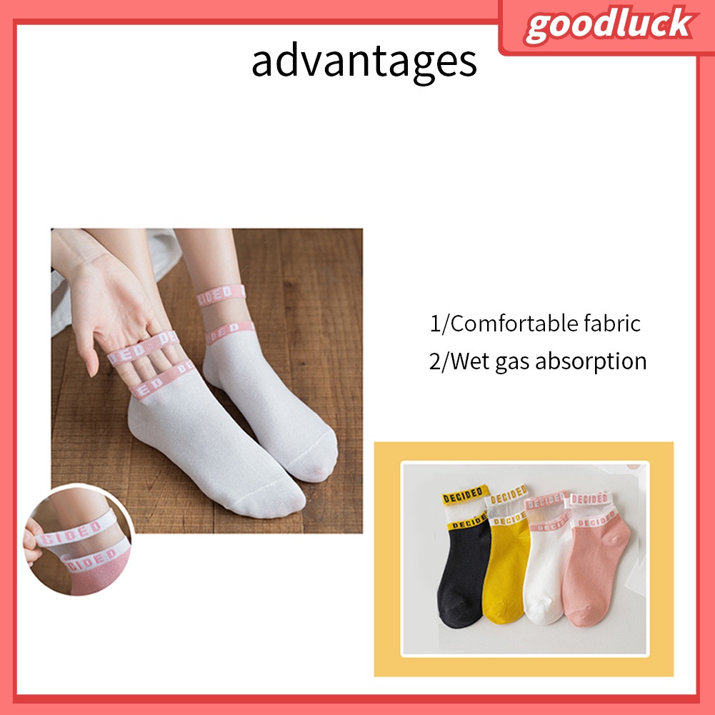 Set 2 Đôi Tất Lưới Thoáng Khí In Chữ Thời Trang Cho Nữ