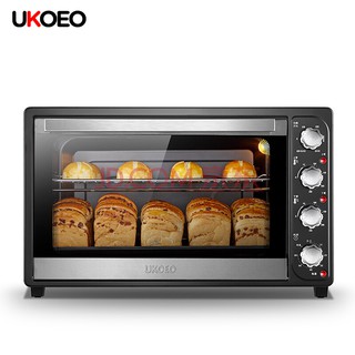 Lò nướng đa năng mini làm bánh điện quay thịt UKOEO HBD 7600 76 lít được làm bằng inox bền vĩnh cửu màu đen sang trọng