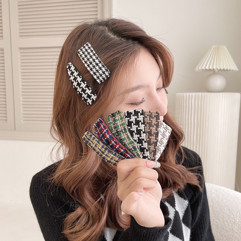 Kẹp tóc dệt kim kẻ sọc kiểu Hàn Quốc thời trang thu đông