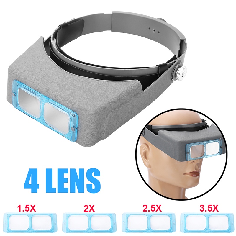 Kính Lúp Đeo Đầu Phóng Đại 1.5X 2X 2.5X 3.5X Chuyên Dụng Sửa Chữa Trang Sức