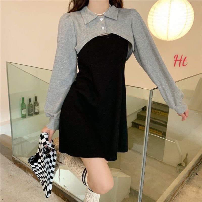 Sét váy đen xám hai món HSU1