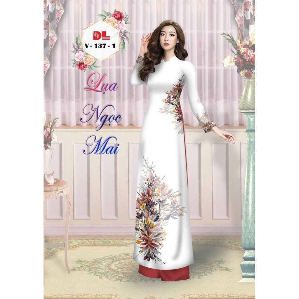 Vải áo dài in 3D_Họa tiết xinh xắn_Chất lụa mềm_Hình thật_NEW