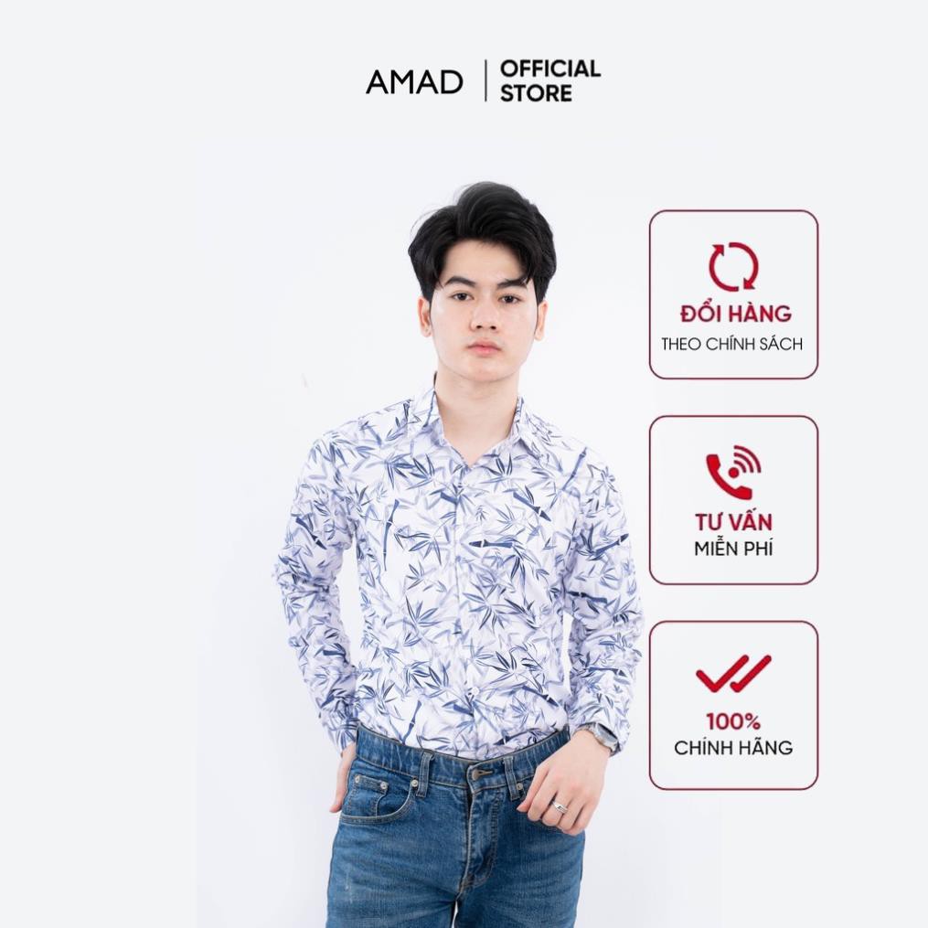 Áo sơ mi nam dài tay họa tiết vải lụa Hàn Quốc cao cấp phong cách thanh lịch đi chơi đi dự tiệc AMAD | WebRaoVat - webraovat.net.vn