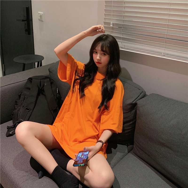 SUXI Áo thun trơn tay ngắn form rộng