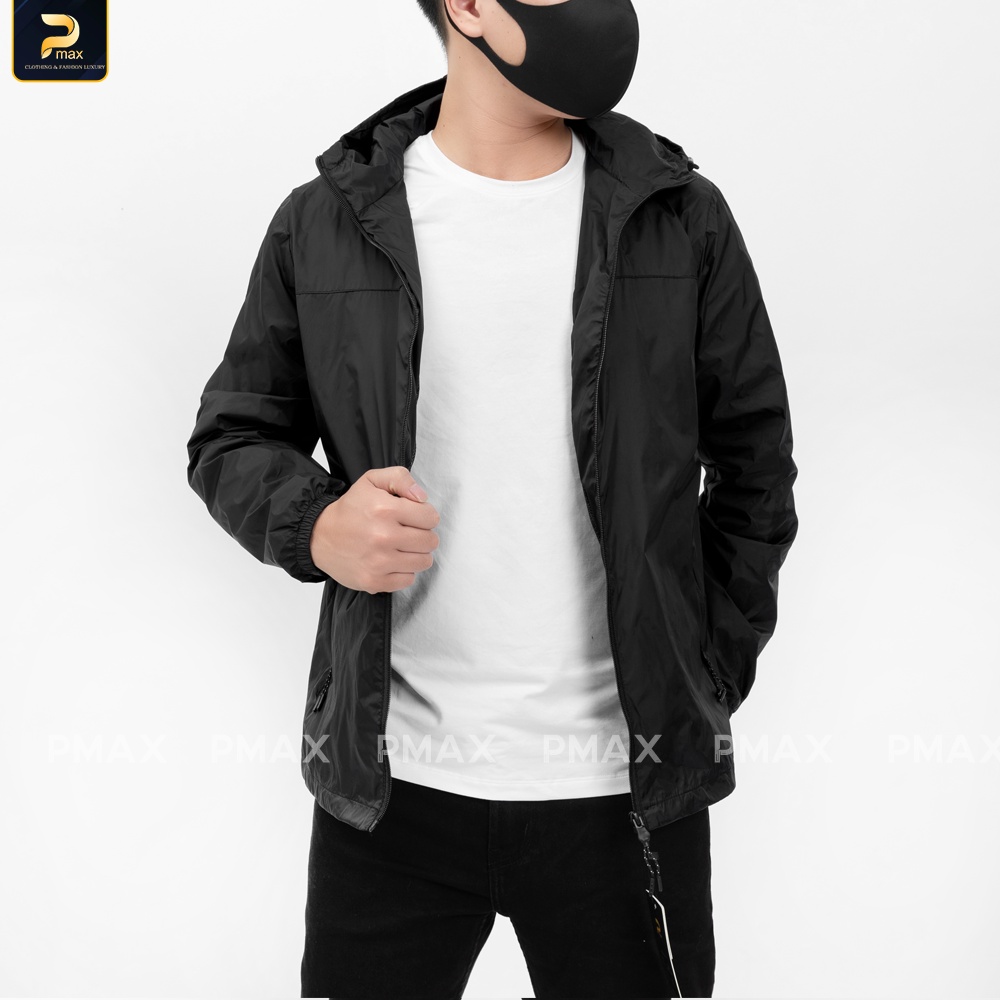 Áo khoác gió chống thấm nam nữ PMAX 2 lớp kèm mũ kiểu dáng trẻ trung năng động (3 màu)